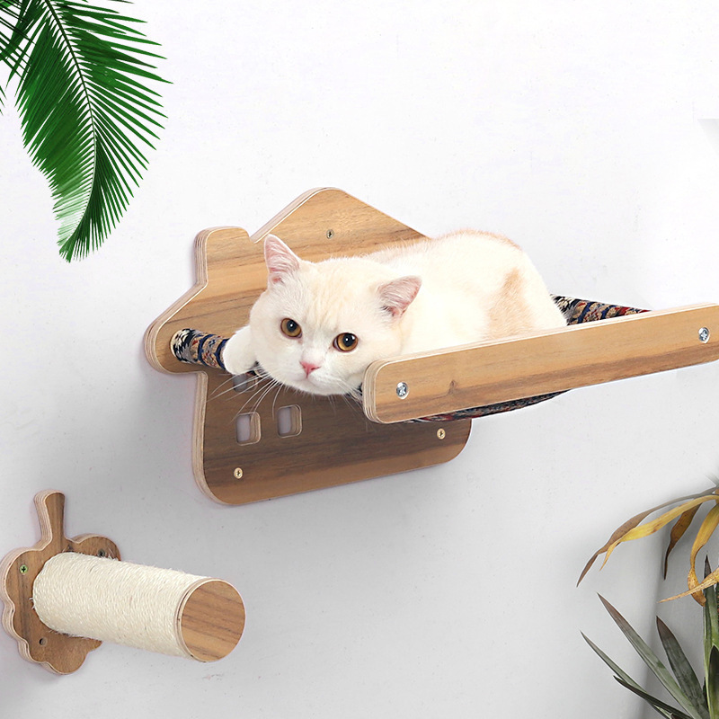 DIY Wall Hanging Cat Nest Grab Post Hammock Staircase Cat Climbing Frame Wall Mounted Cat Bed