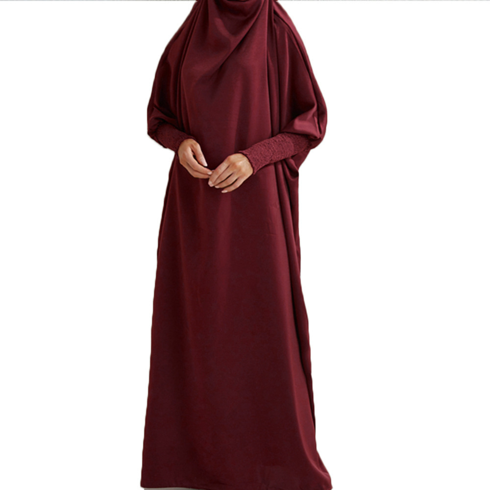 Pleated Sleeves Abaya Jilbab One Piece Prayer Dress Islamic Clothing Dubai Saudi Black Robe Turkish Modesty Kaftan women abaya