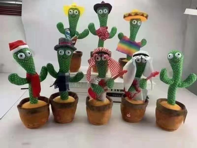 2021 OEM hot selling Singing Dancing Saxophone Cactus Toys recording plush toy electric Soft dancing cactus stuffed toy