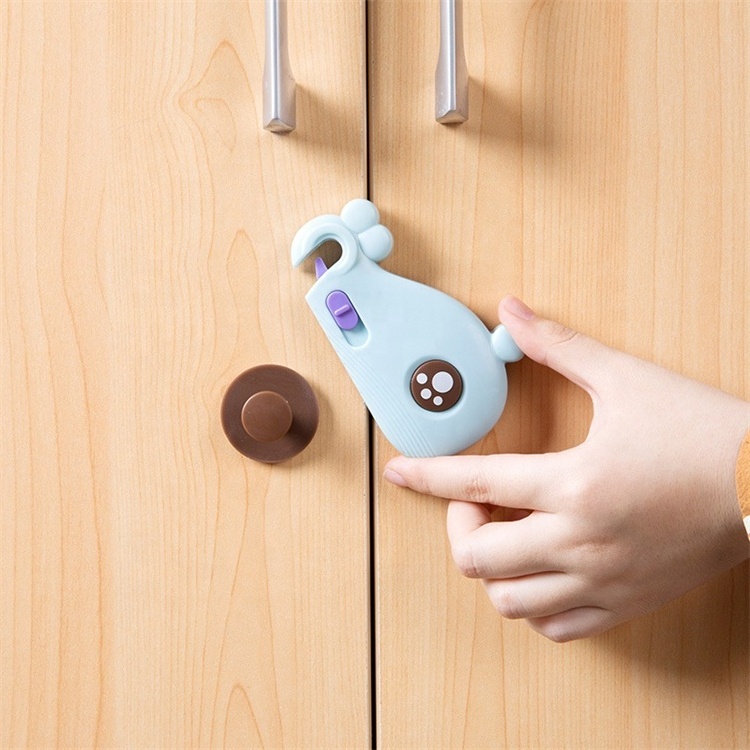 Wholesale  Lovely Whale Shaped Baby Safety Cabinet Locks Child Proof Safety Lock For Drawers Sliding Closet Cupboard Door