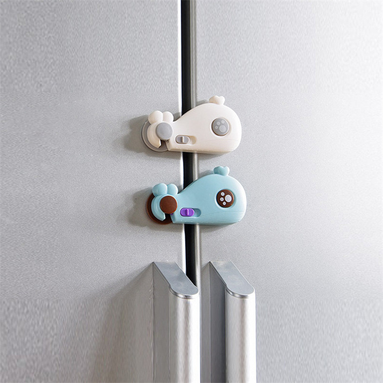 Wholesale  Lovely Whale Shaped Baby Safety Cabinet Locks Child Proof Safety Lock For Drawers Sliding Closet Cupboard Door