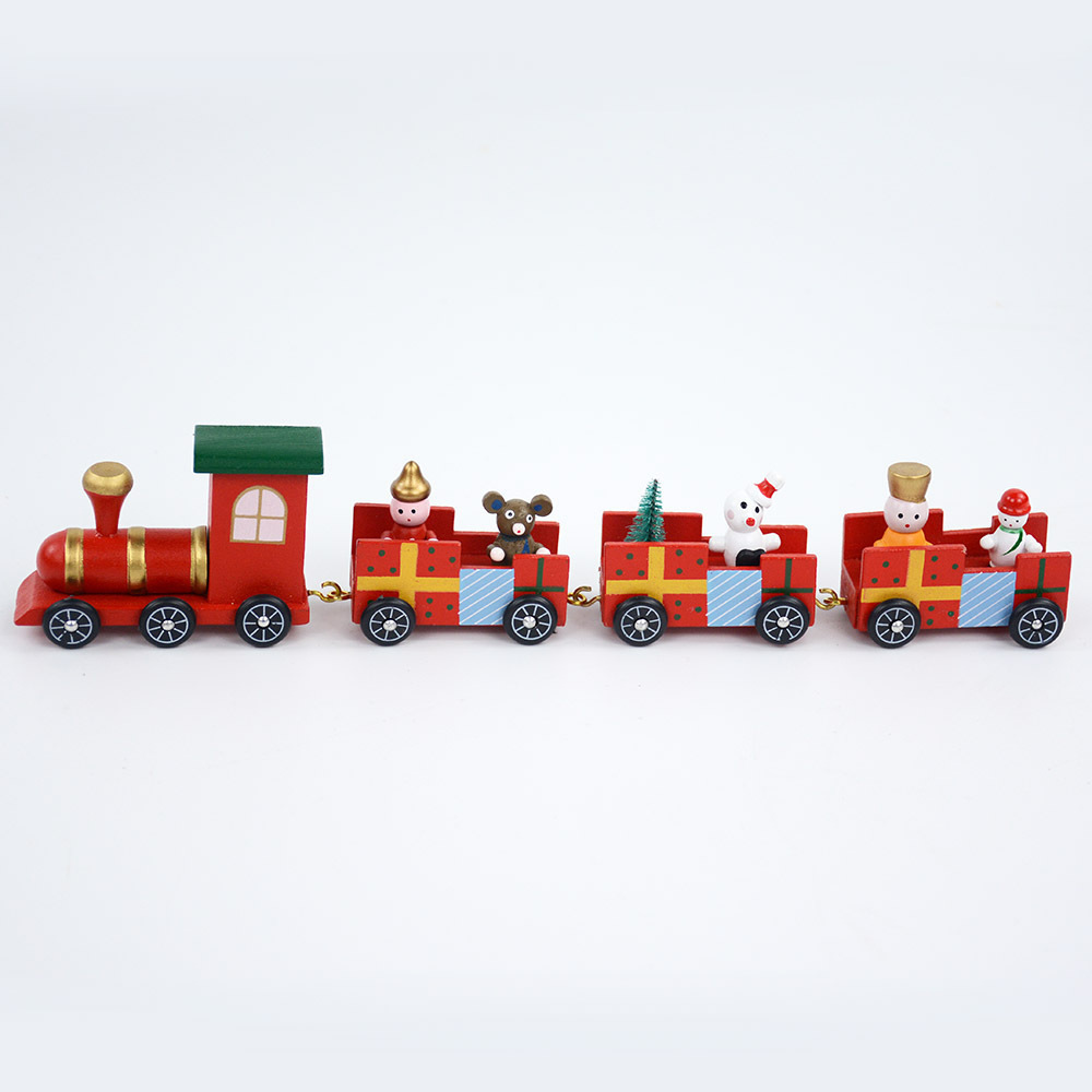 QS brand Hot selling mini wooden train toy sets Christmas wooden toy