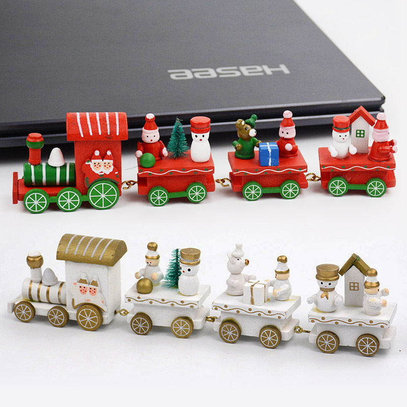 QS brand Hot selling mini wooden train toy sets Christmas wooden toy