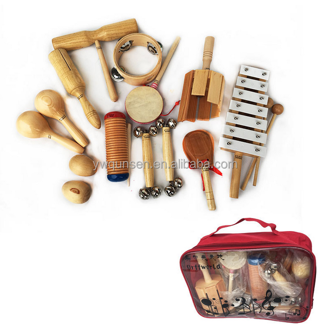 percussion kids musical instrument set with mini wooden drum