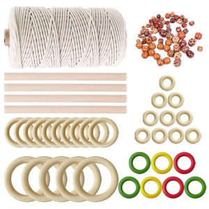 Wholesale 109 yards 3mm natural macrame cord 100% soft cotton macrame rope indoor diy wall plant hanger bracket set