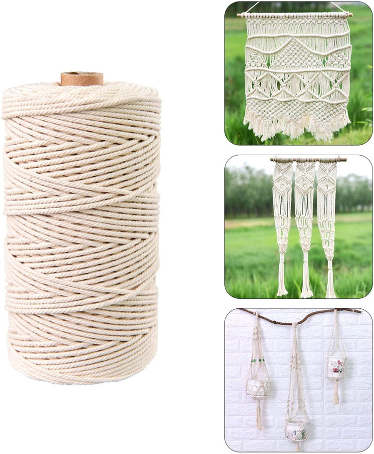 100% Natural macrame cord cotton rope 3MM Wooden Beads Macrame kit DIY Plant Hangers Home Decoration Macrame