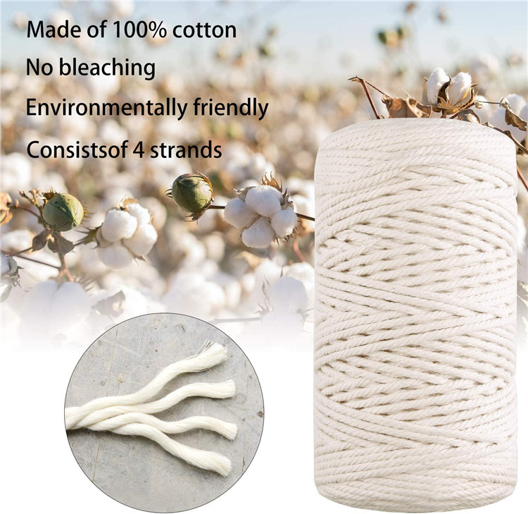 100% Natural macrame cord cotton rope 3MM Wooden Beads Macrame kit DIY Plant Hangers Home Decoration Macrame