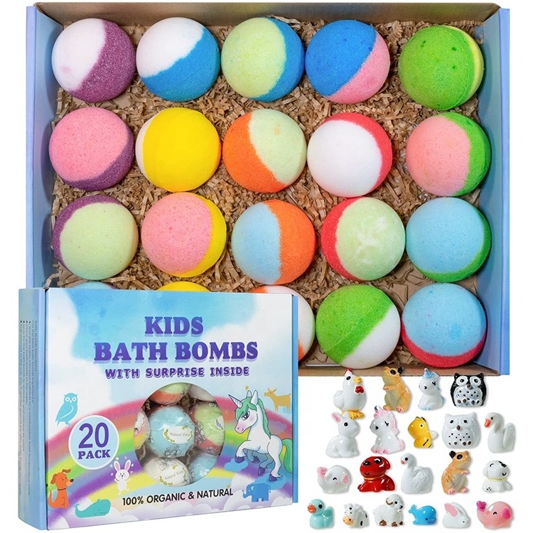 Hot Selling Handmade Medium Size Rich In Shea Butter Bath bombs Set Moisturising Your Skin Bath Bombs With Toys Inside