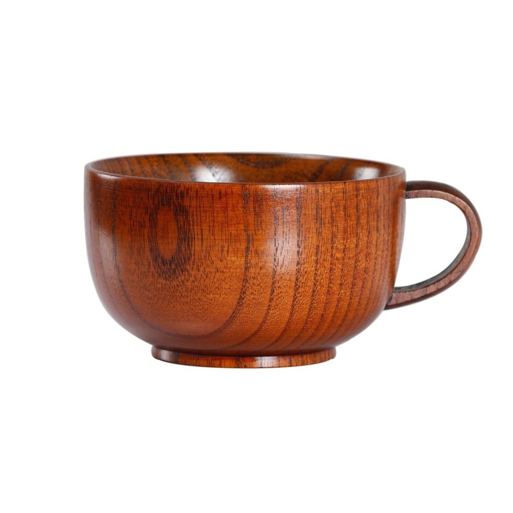 Manufacturers wholesale Jujube wood Soup Bowl with Coaster and Spoon milk coffee tea cup