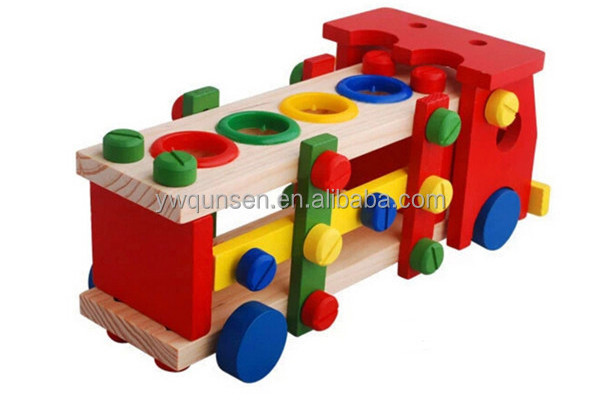 Best Selling Fully Assembled Wooden Educational Car Korean Toy For Children