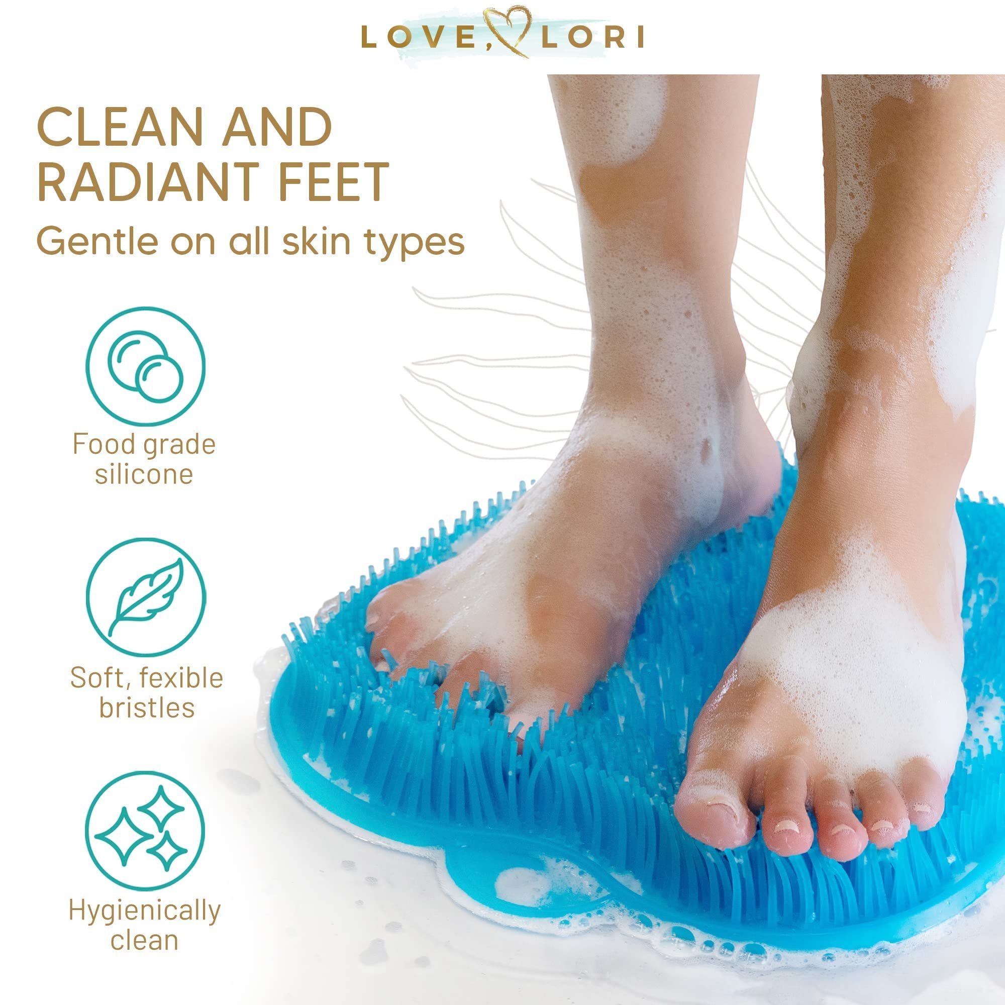 New arrival shower foot scrubber mat with suction cup callus remover mat silicone shower foot scrubber for use in shower