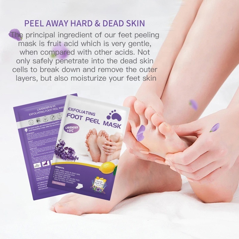 OEM wholesale foot skin care products feet sheet mask socks exfoliation peeling exfoliating peel lavender foot mask for foot