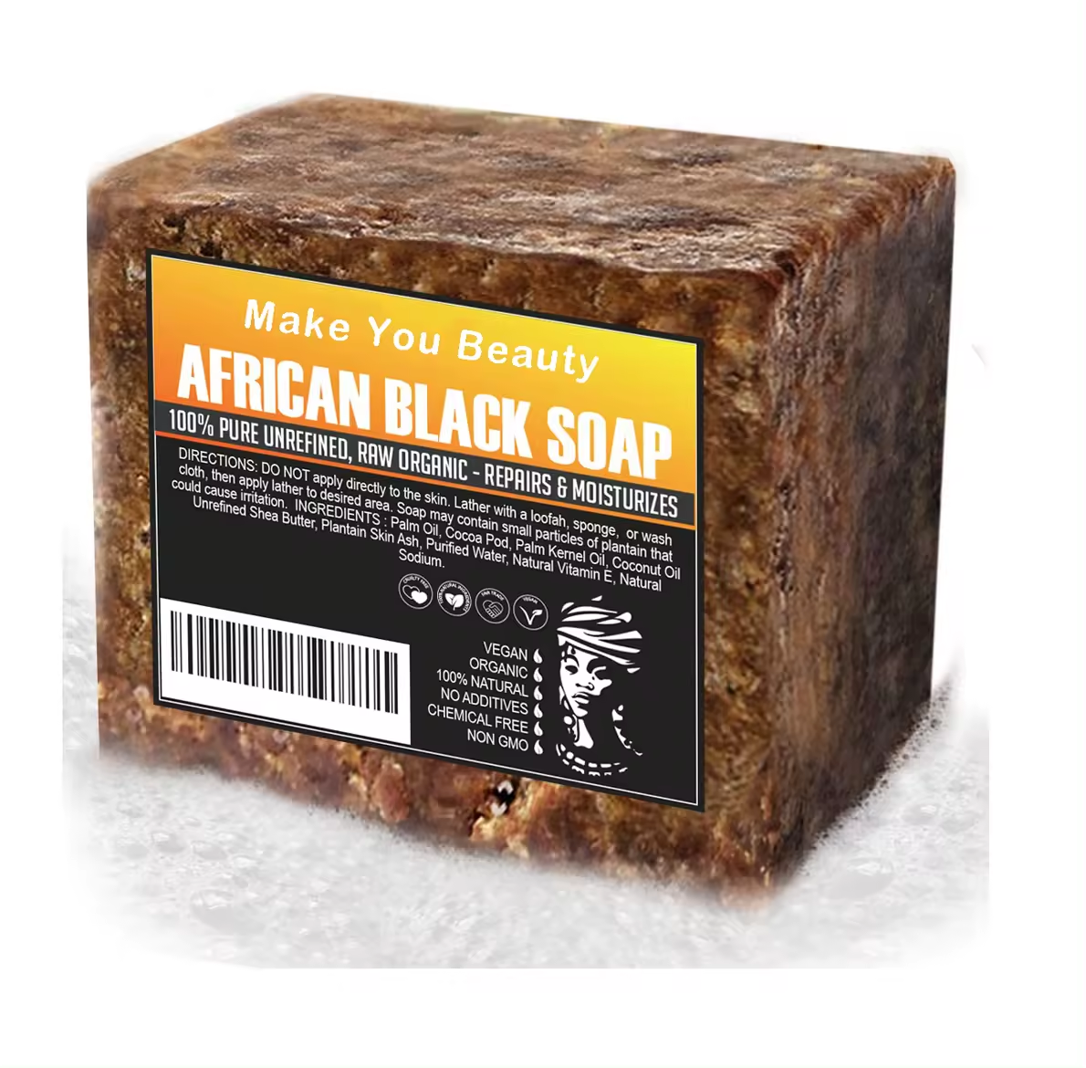 Wholesale organic raw african black body face wash soap with chamomile private label kojic acid shampoo african black soap