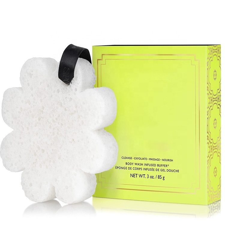 New Arrival Flower Body Wash Infused Buffer Bath Sponge Custom Label Coconut Verbena Scent Loofah Sponge For Shower