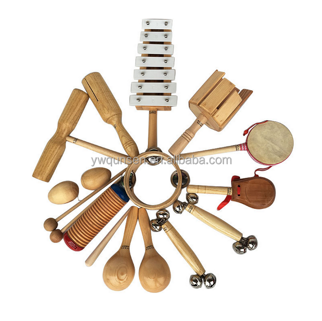 percussion kids musical instrument set with mini wooden drum