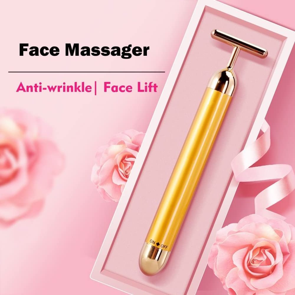 Hot selling premium face massage roller 3D gold T shape arm eye nose massager skin care tools electric face massage