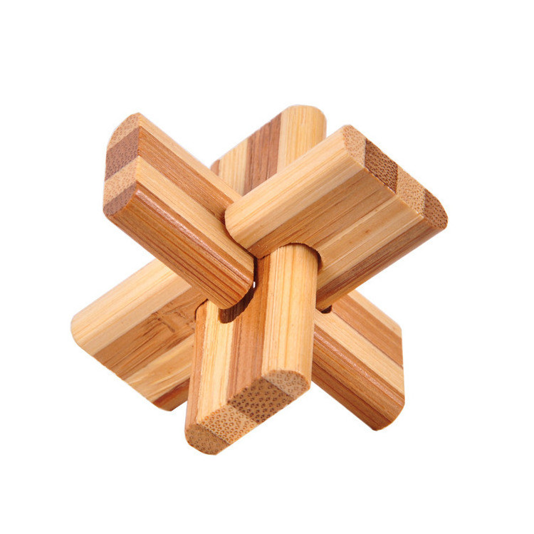 hot selling Bamboo educational toys Lu Ban lock 3d puzzle game bamboo jigsaw puzzle