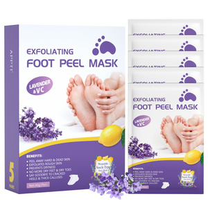 OEM wholesale foot skin care products feet sheet mask socks exfoliation peeling exfoliating peel lavender foot mask for foot