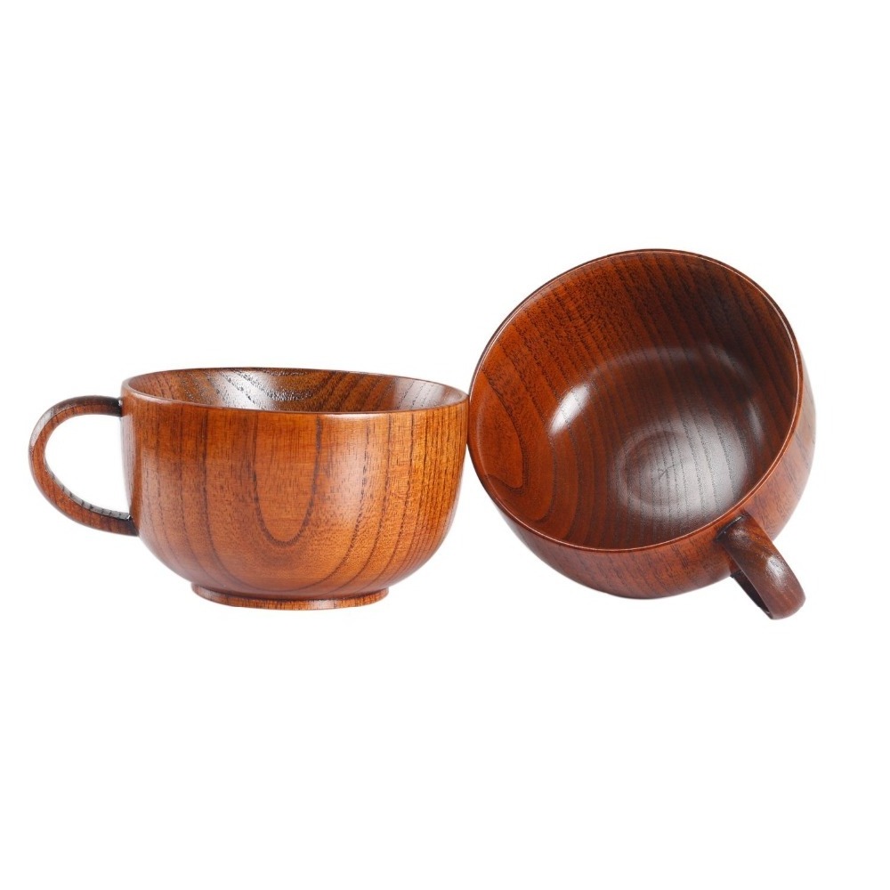 Manufacturers wholesale Jujube wood Soup Bowl with Coaster and Spoon milk coffee tea cup