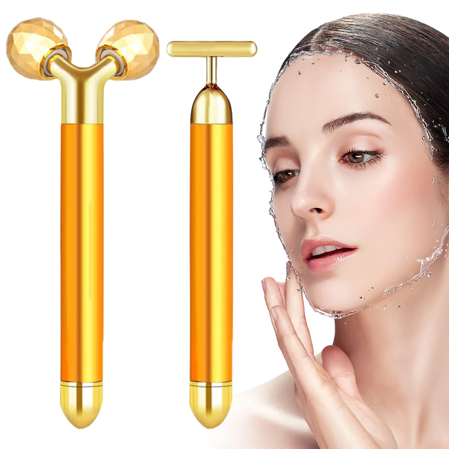 Hot selling premium face massage roller 3D gold T shape arm eye nose massager skin care tools electric face massage