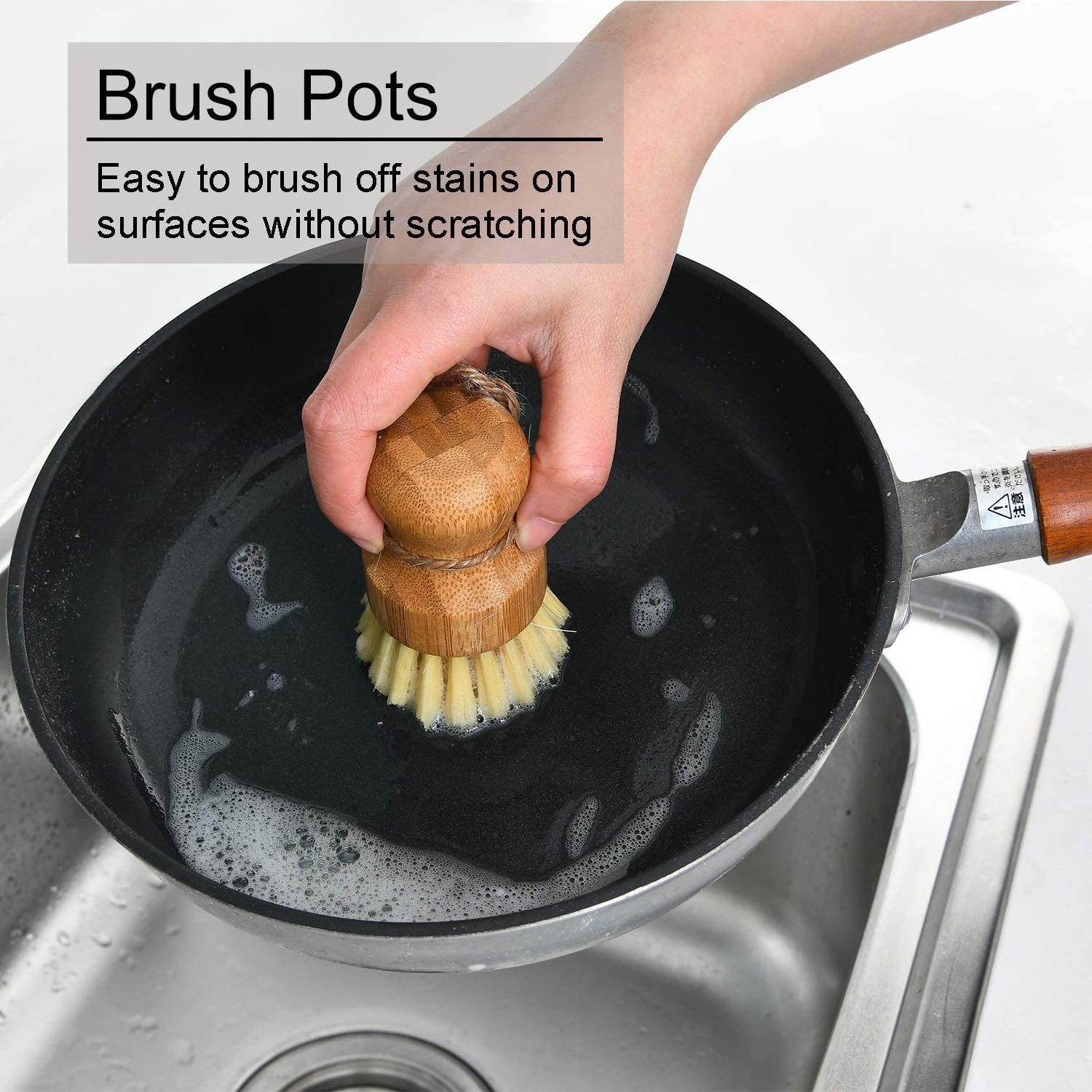 Wholesale private label pot washing brush for kitchen dish washing brush hot selling custom logo pot brush