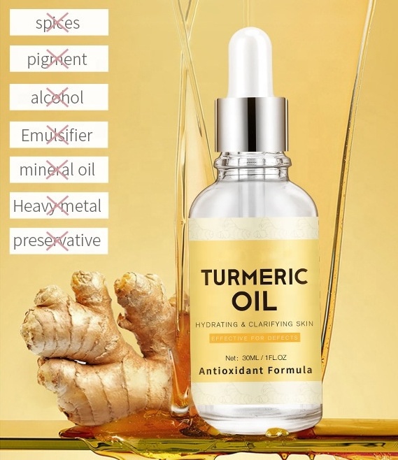 New Private Label Turmeric Oil Whitening Natural Vegan Brightening Face Care Turmeric Essential Body Oil  for Skin Whitening