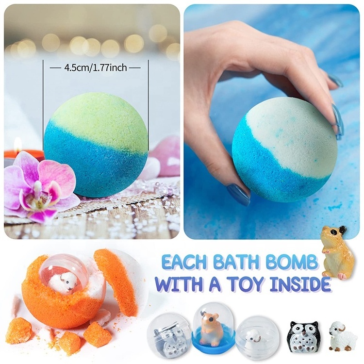 Hot Selling Handmade Medium Size Rich In Shea Butter Bath bombs Set Moisturising Your Skin Bath Bombs With Toys Inside