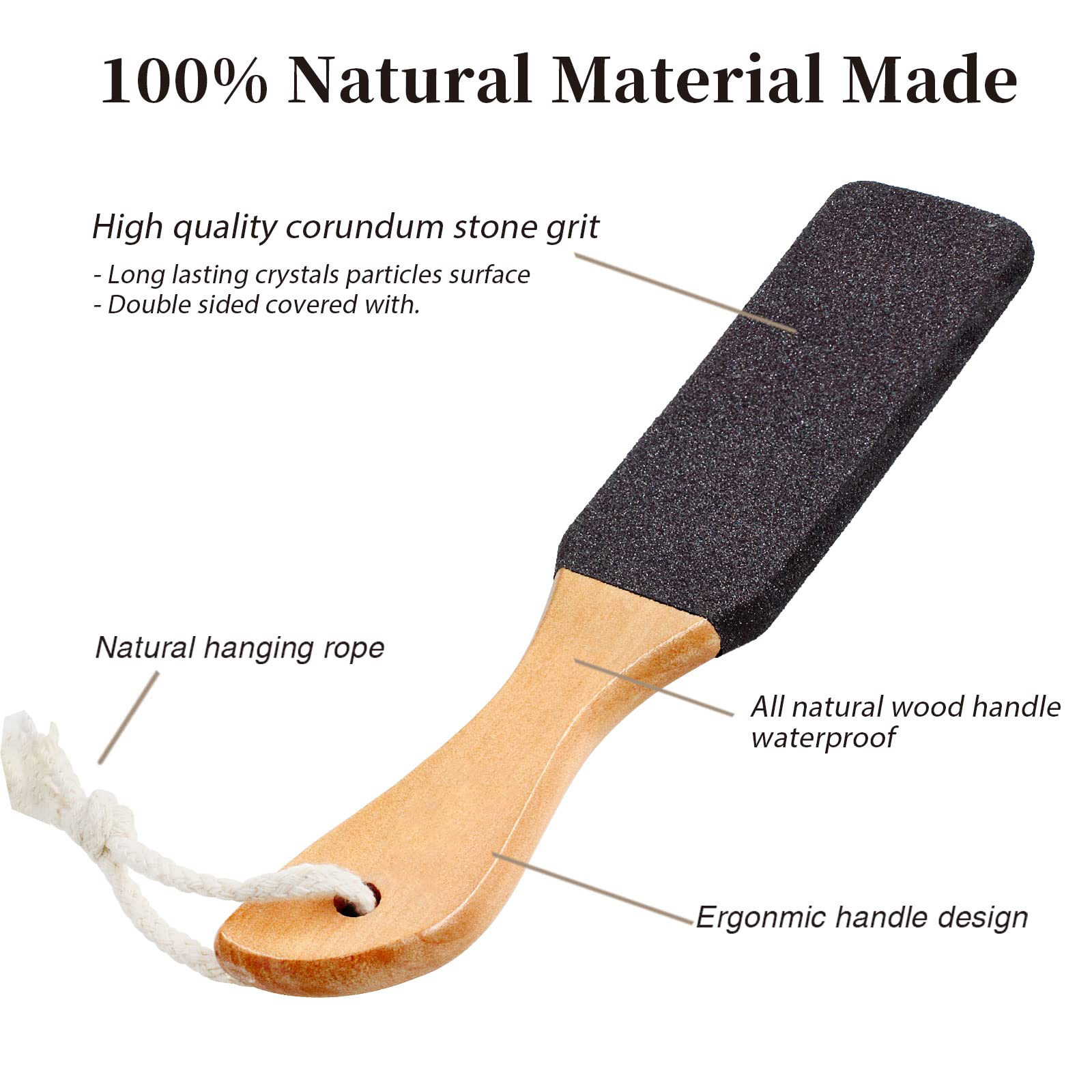 Hot custom logo natural pumice stone callus remove for feet with wooden handle pumice stone for feet hard skin pumice stones