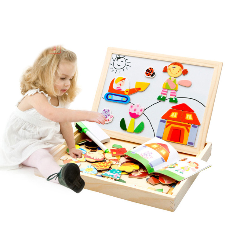 Hot Sale Magnetic Drawing Board High Quality  Educational Magnetic Puzzle Wooden Drawing Board