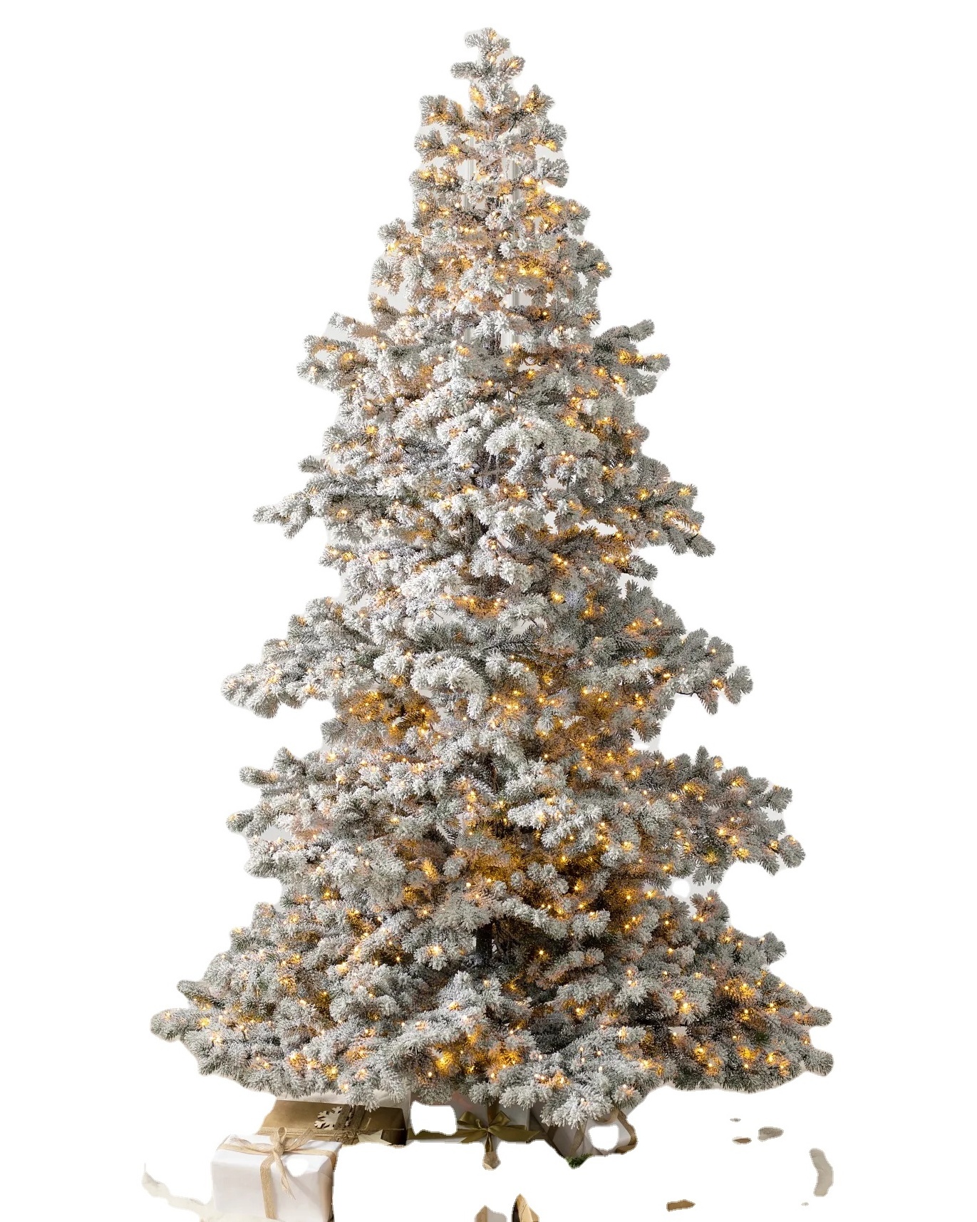 Fluffy High-quality Prelit Flocked Snow White LED Artificial Christmas Tree