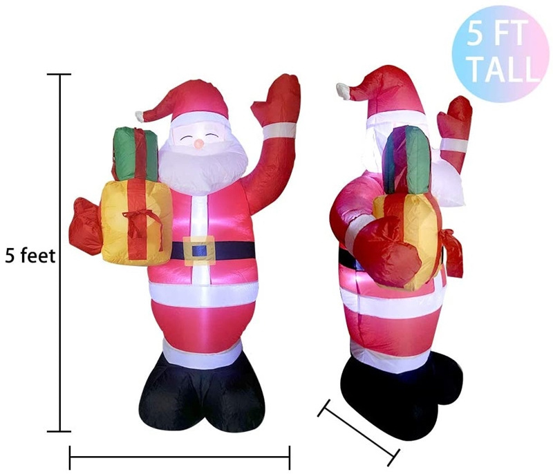 Factory Price Ourwarm 5ft Outdoor Christmas inflatable Santa Claus LED lights Christmas Inflatable Decor