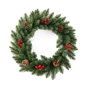 2024 Christmas Decorations Garland Artificial Green Wreaths with Pine Cone Berry and Pine Branch