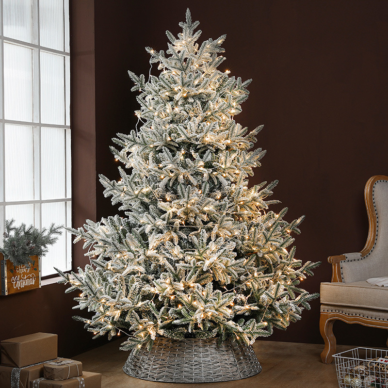 New Design arbol de navidad  High Quality Pre-lit Snow Flocked Christmas Tree With LED Lights