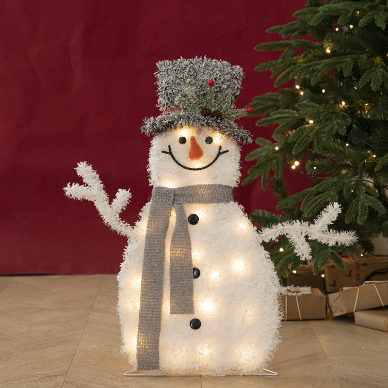 Wholesale New Christmas Luminous  Decorative Snowman With LED Light supermarket Decoration Christmas Snowman