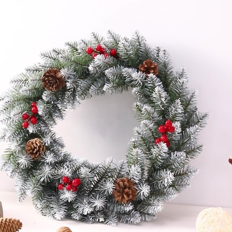 2024 Christmas Decorations Garland Artificial Green Wreaths with Pine Cone Berry and Pine Branch