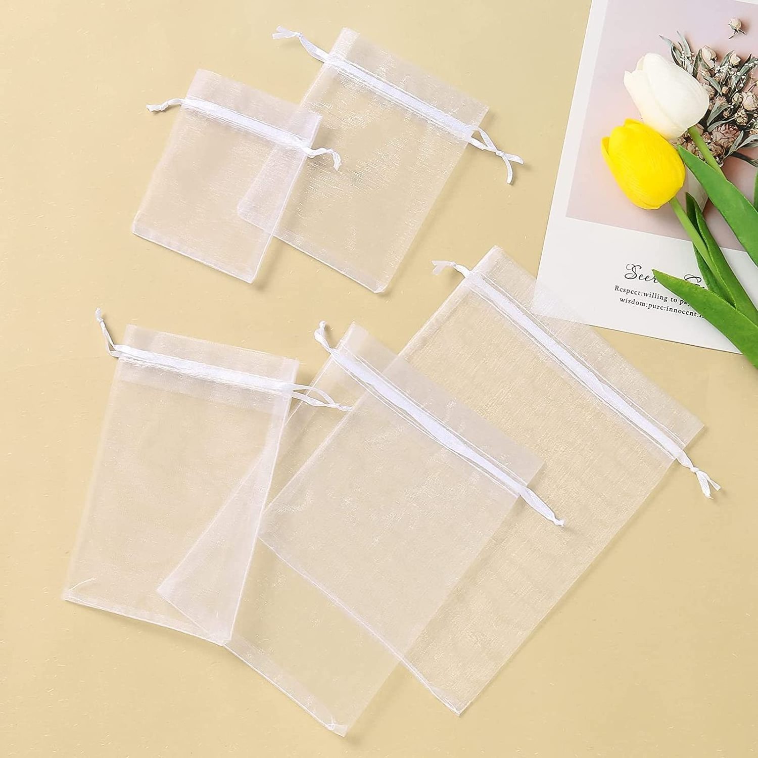 Wholesale Premium Quality Sheer Drawstring Shopping Pouch Jewelry Mesh Packaging Organza Bag