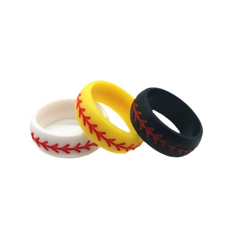 3pcs/set New Silicone Ring Custom Sports Style Softball Baseball Pattern Couples Silicone Ring For Gift