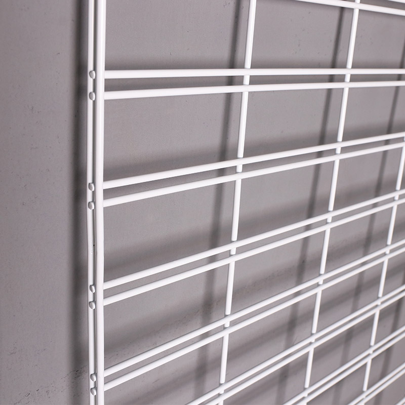 Yiwu Redsun 2'X6' 5.2mm Metal Gridwall Wire Mesh Grid Wall Panel Black White Custom Size Grid Rack Displays Merchandise Panel