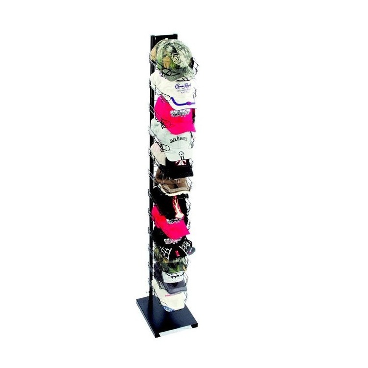 Hat cargo rack display stand linear revolving Floor mounted 3/6/8/10/12-Tier display cap display rack revolving shelf