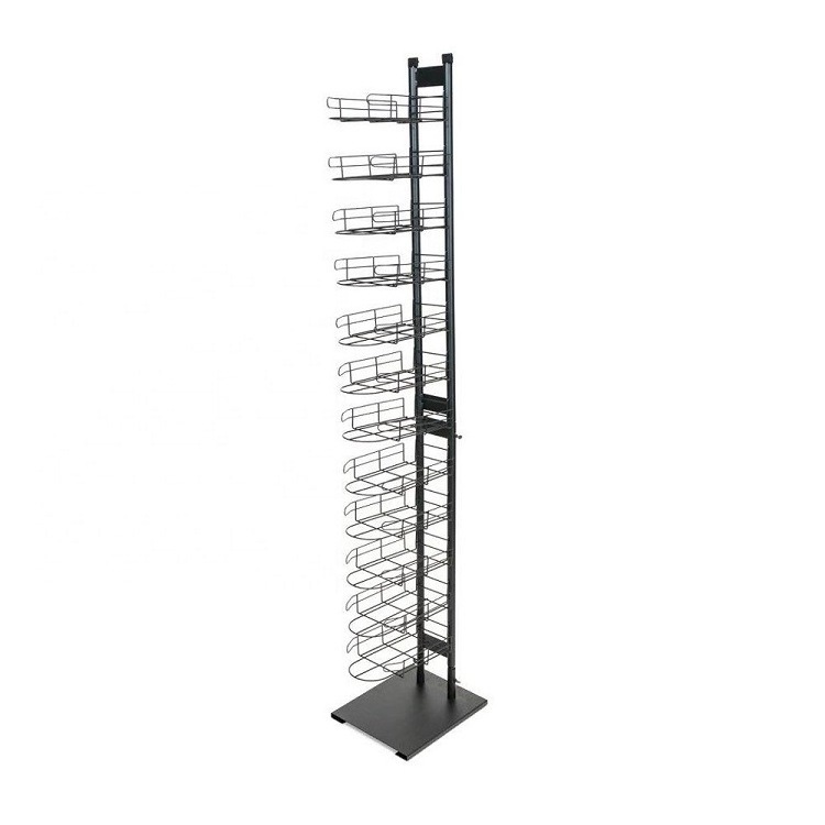 Hat cargo rack display stand linear revolving Floor mounted 3/6/8/10/12-Tier display cap display rack revolving shelf