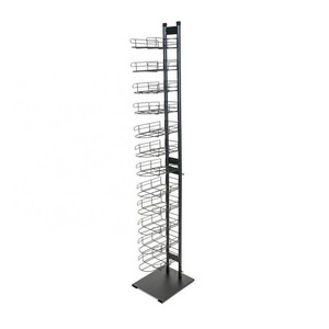 Hat cargo rack display stand linear revolving Floor mounted 3/6/8/10/12-Tier display cap display rack revolving shelf