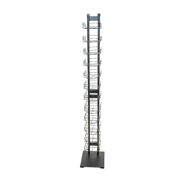 Hat cargo rack display stand linear revolving Floor mounted 3/6/8/10/12-Tier display cap display rack revolving shelf