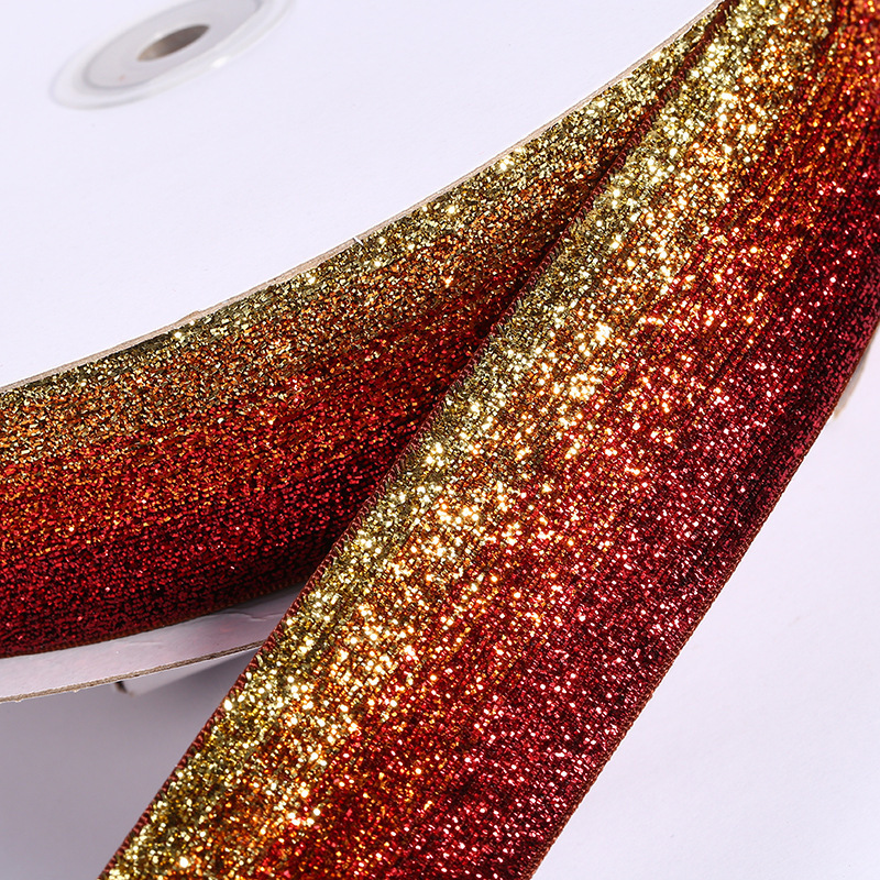 wholesale single side face garment accessories Gold green belt glitter velvet riband Sequin velour ribbon