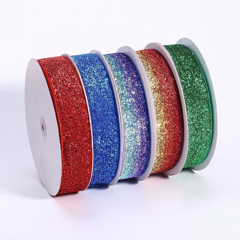 wholesale single side face garment accessories Gold green belt glitter velvet riband Sequin velour ribbon