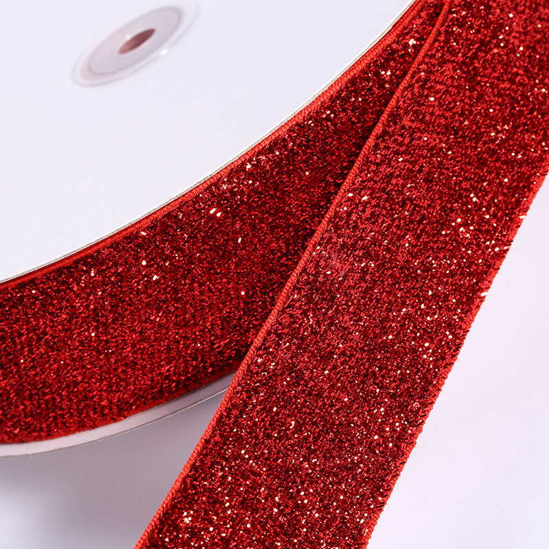 wholesale single side face garment accessories Gold green belt glitter velvet riband Sequin velour ribbon