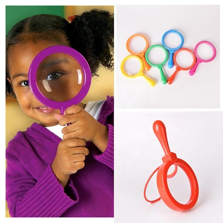 Kids colorful large magnifying glass With Stand hands free Magnifier For children