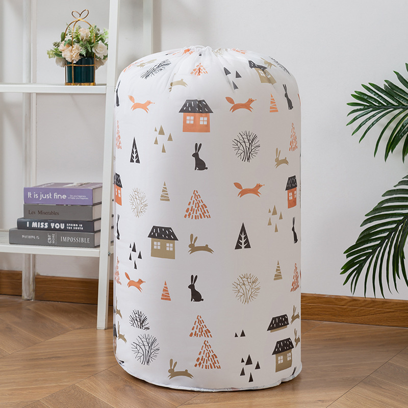 Cute Cartoon Clothes Storage Drawstring Bag 2 Pack Ultra Large Clothes Blankets Organizer Bag with Strap for move and storage