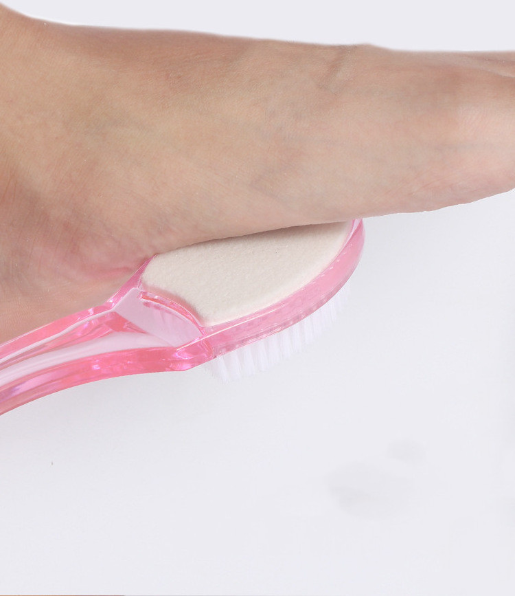 Hot selling Foot Spa Tool Pink Plastic Handle double side  Pedicure Foot File Pumice Stone Brush Foot Scrub Brush