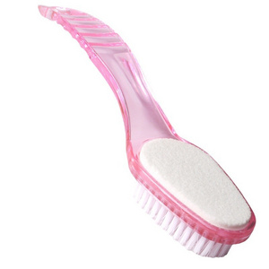 Hot selling Foot Spa Tool Pink Plastic Handle double side  Pedicure Foot File Pumice Stone Brush Foot Scrub Brush