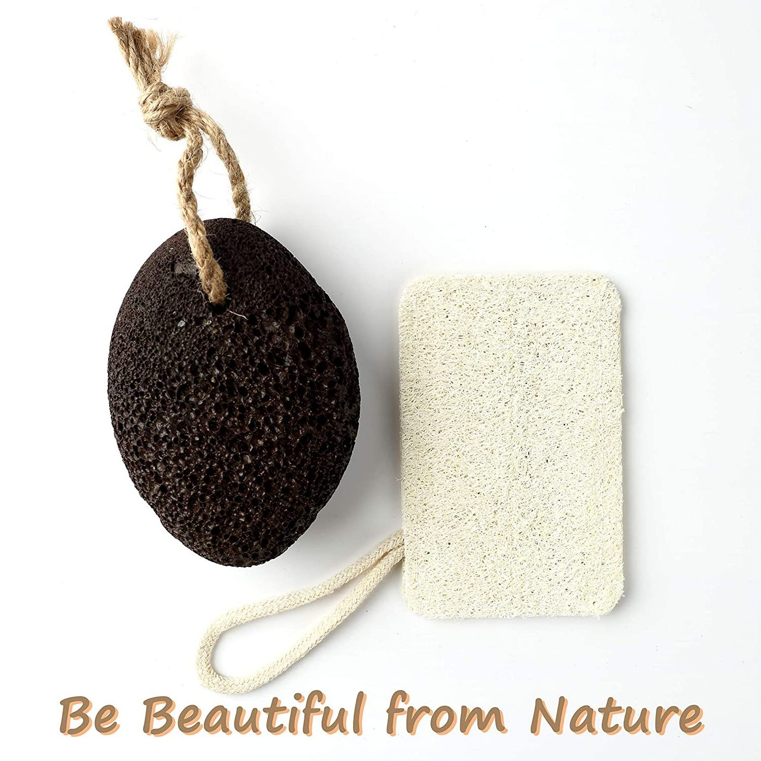 Skin Exfoliator Natural Pumice Stone & Organic Loofah Pads, Body Scrubber for Bath and Shower, Callus and Dead Skin Remover